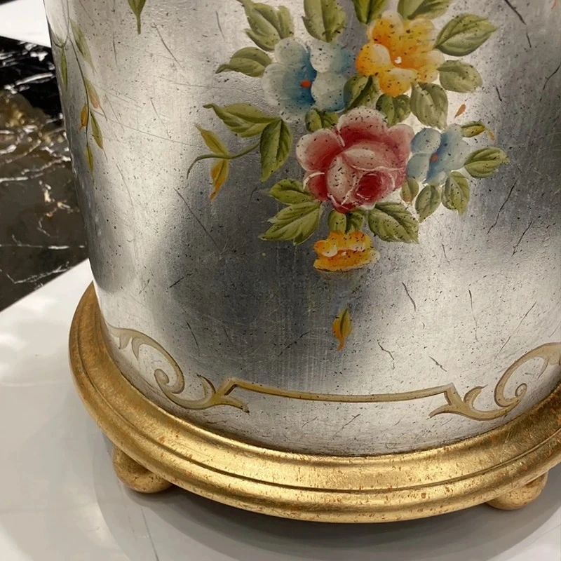 HJ neoclassical retro hand-painted silver foil luxury villa living room storage bucket umbrella bucket