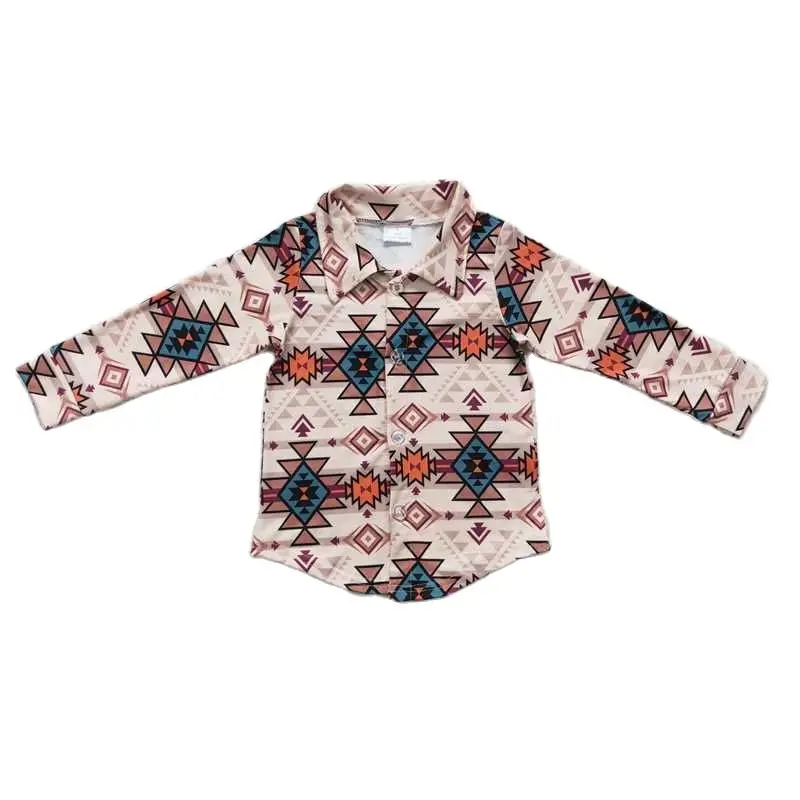 

Boys Geometric Button Long Sleeve Top