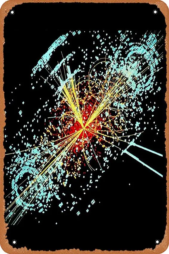 Wall Decor Sign - Large Hadron Collider. CMS Detector, a Possible Appearance of The Higgs Boson. Poster - 8X12 Inch Vintage Look