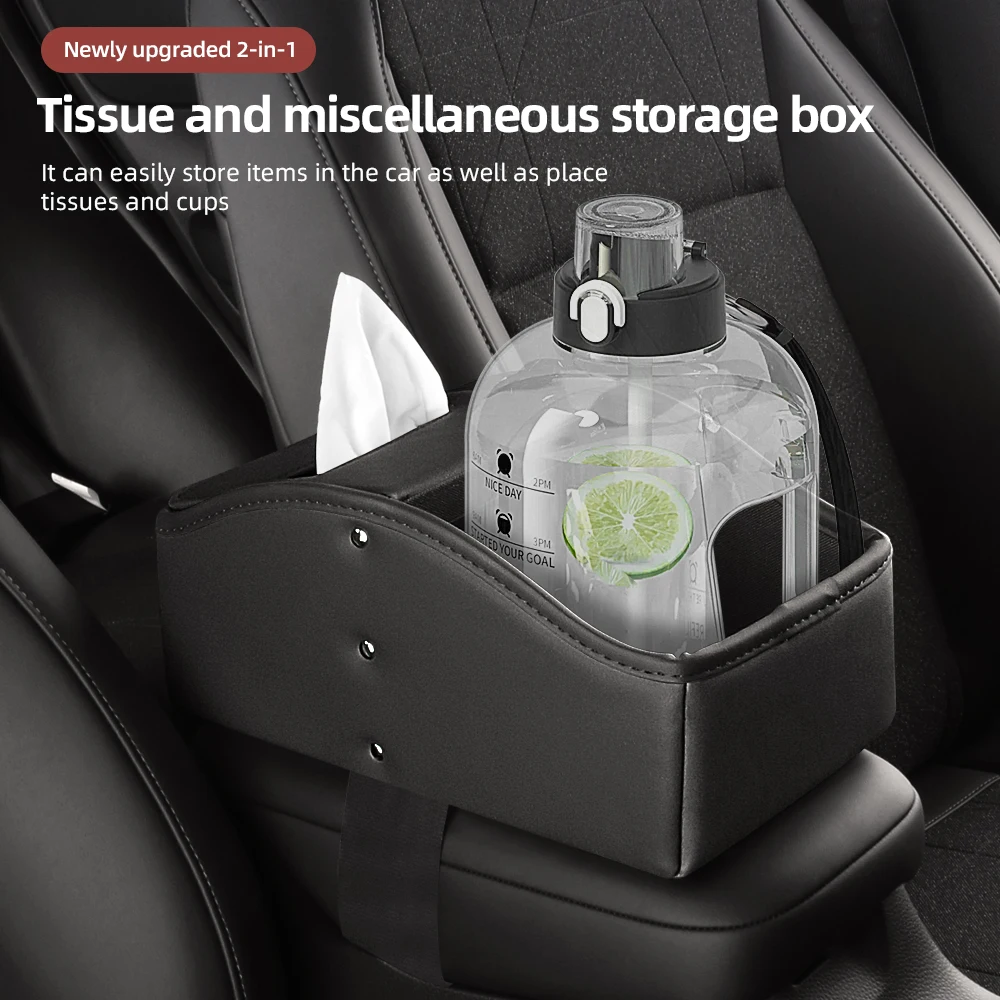 Car Storage Box Multifunctional Car Armrest Box Storage Box Center Console Tissue Box Water Cup Holder Middle Storage Rack