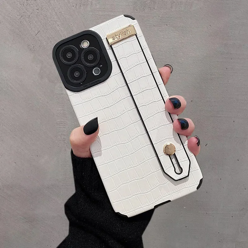 

Luxury crocodile pattern phone case for iPhone 14 Pro Max Case 13pro max 11 12promax casing wristband case funda coque NEW