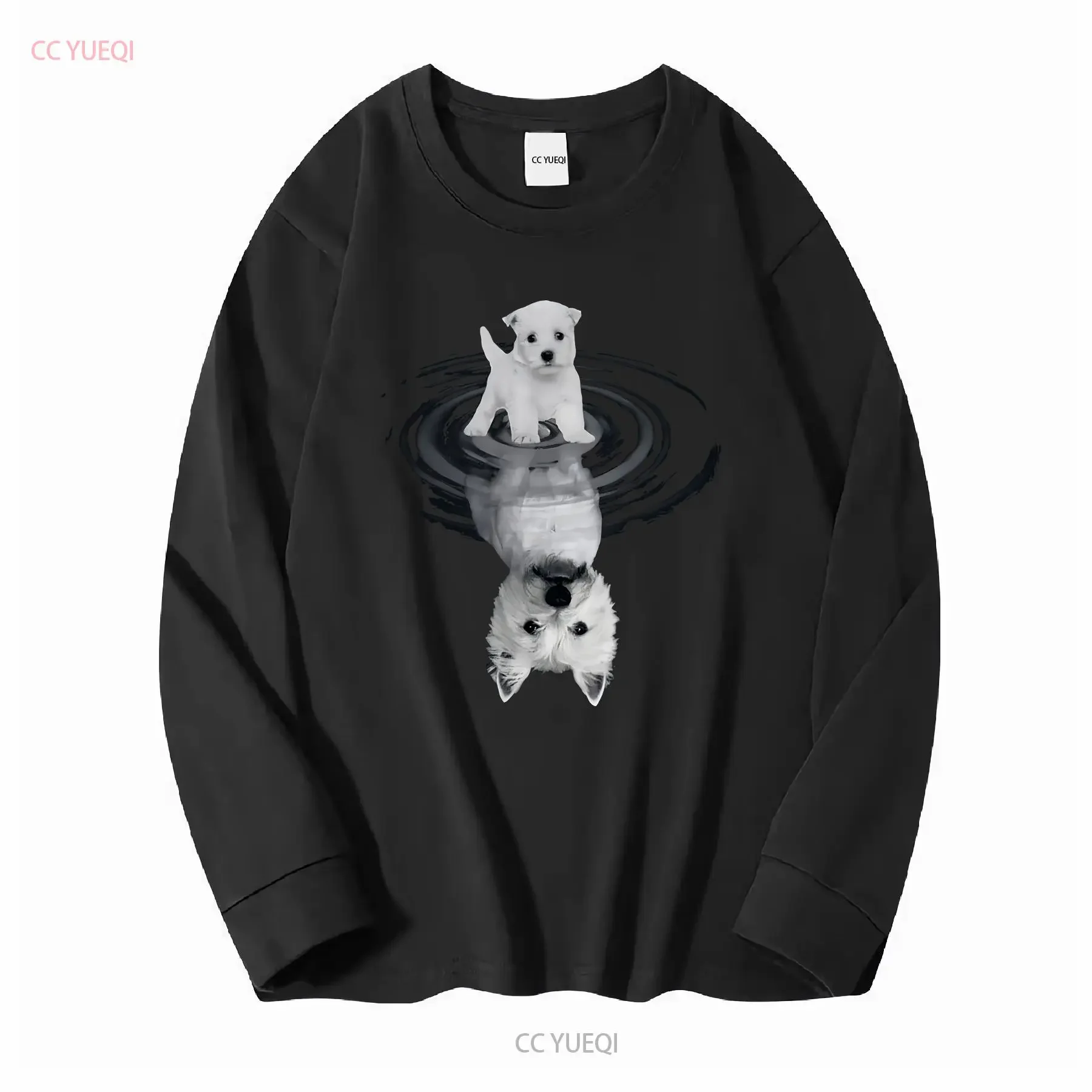 WESTIE Baby Reflection Mirror Dog Stronger T Shirt Halloween vintage Washed Unisex graphic Stretched fashion Comfortable