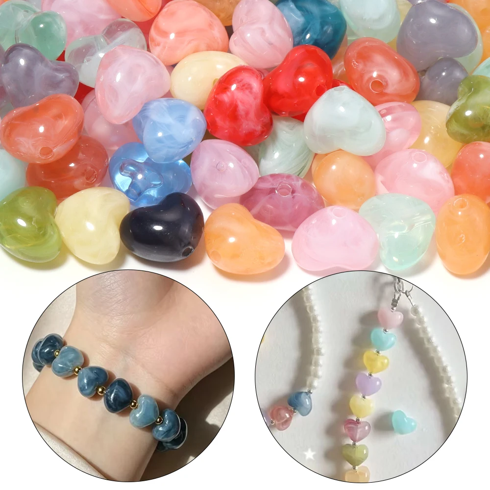 50 Stück 10x13mm Acryl-Imitationsstein Herz Liebe Spacer Lose Perlen für Handgemachte DIY Halsketten Armbänder Schmuckherstellung Zubehör – Detail 3