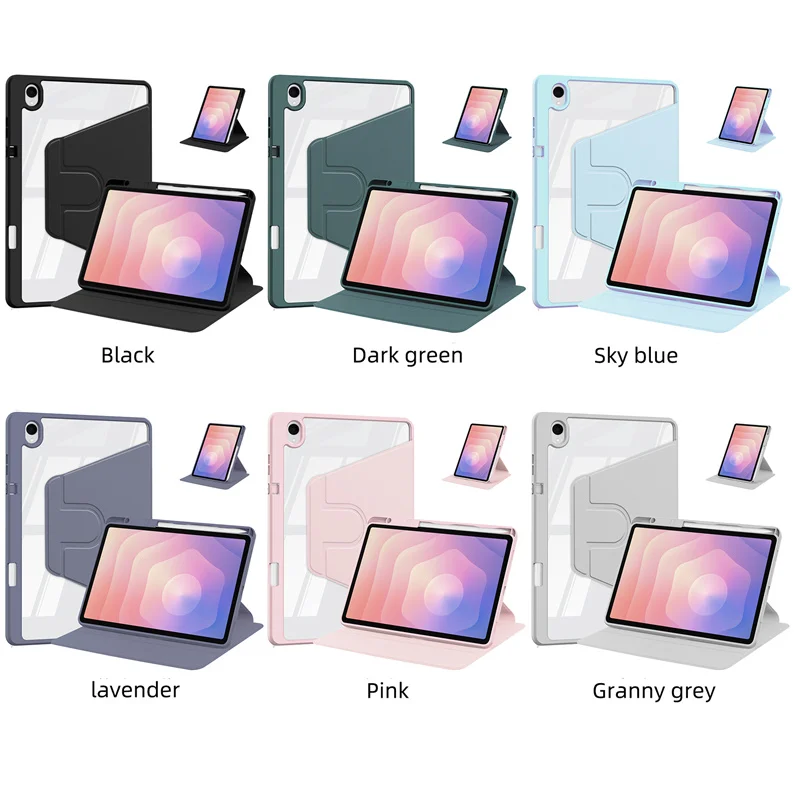 For Samsung Tab S12 Plus 12.6 inch 2026 Case with Pencil Holder 360 Rotating Acrylic Hard Stand Cover For Galaxy Tab S12+ Case