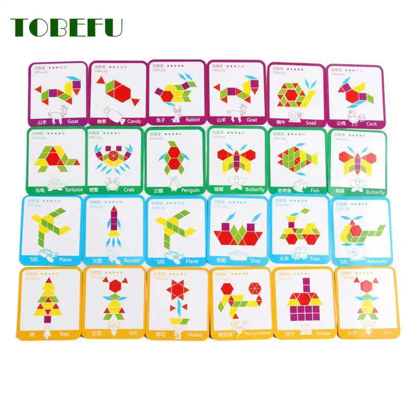 TOBEFU 155pcs Wooden Jigsaw Puzzle Board Set Colorful Baby Montessori Educational Toys for Children Learning Developing Gifts