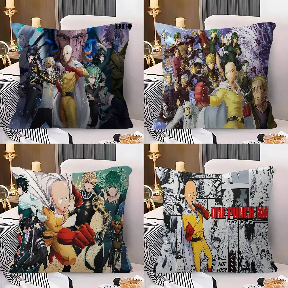 Superhero Anime One Punch Man Pillow Covers Cartoon Sofa Decorative Home Double-sided Printing Short Plush Cute Cushion Cover