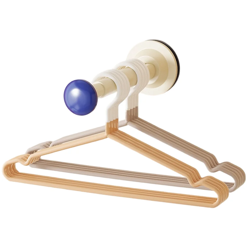 Suction Cup Clothes Hanger Organizer Wall Mounted with Foldable Telescopic Rod for Bathroom and Closet Use Without Drilling
