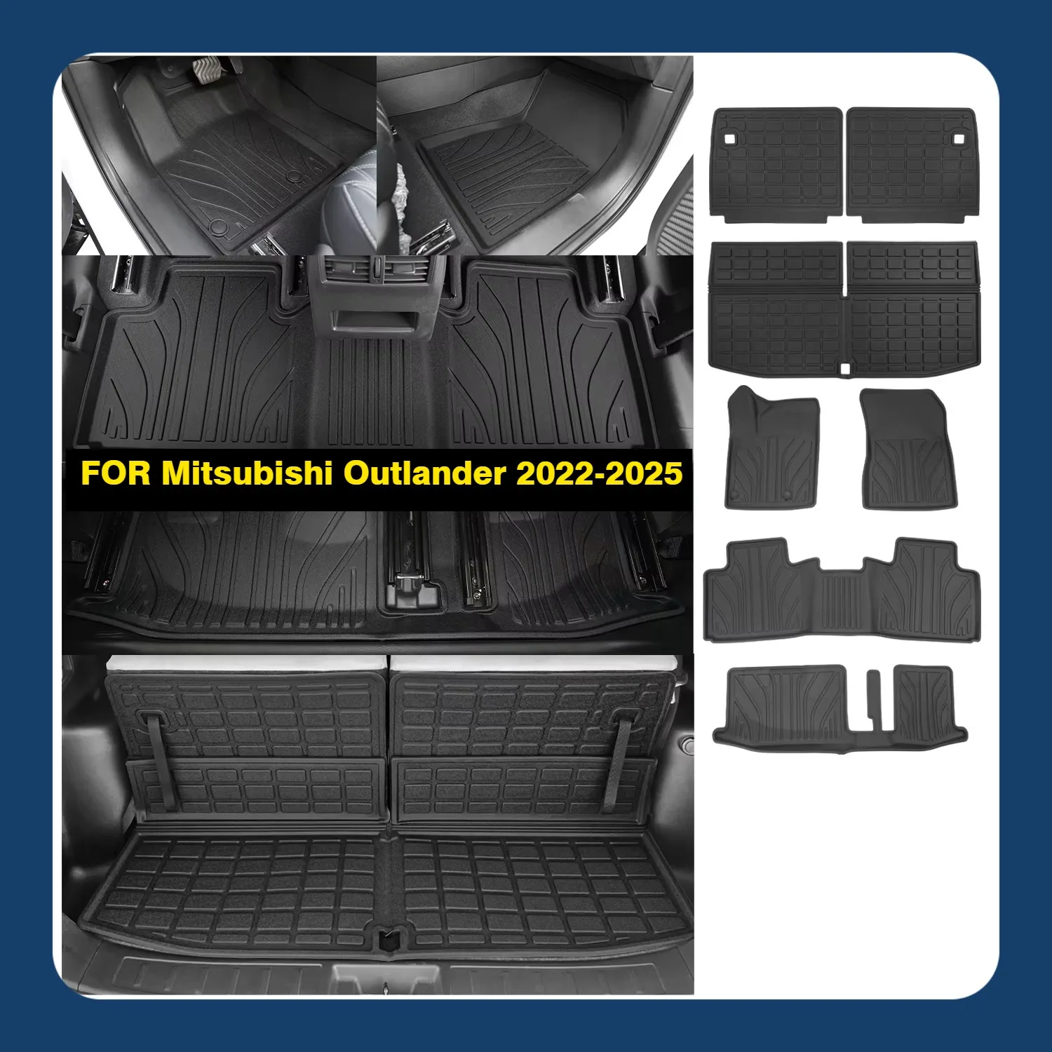 

TPE All-Weather Floor Mats for Mitsubishi Outlander 2022-2025 SUV Custom Fit Full Set