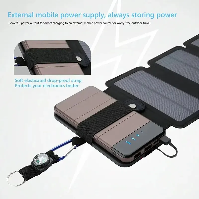 Outdoor Multifunctional Portable Solar Charging Panel Foldable 5V 1A USB Output Device Camping Tool High Power Output