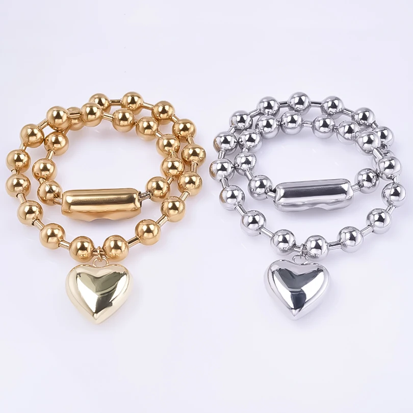 100% الفولاذ المقاوم للصدأ القلب قلادة قلادة للنساء اكسسوارات فتاة الخرز سلسلة القلائد خمر موضة Kpop مجوهرات المختنق #4