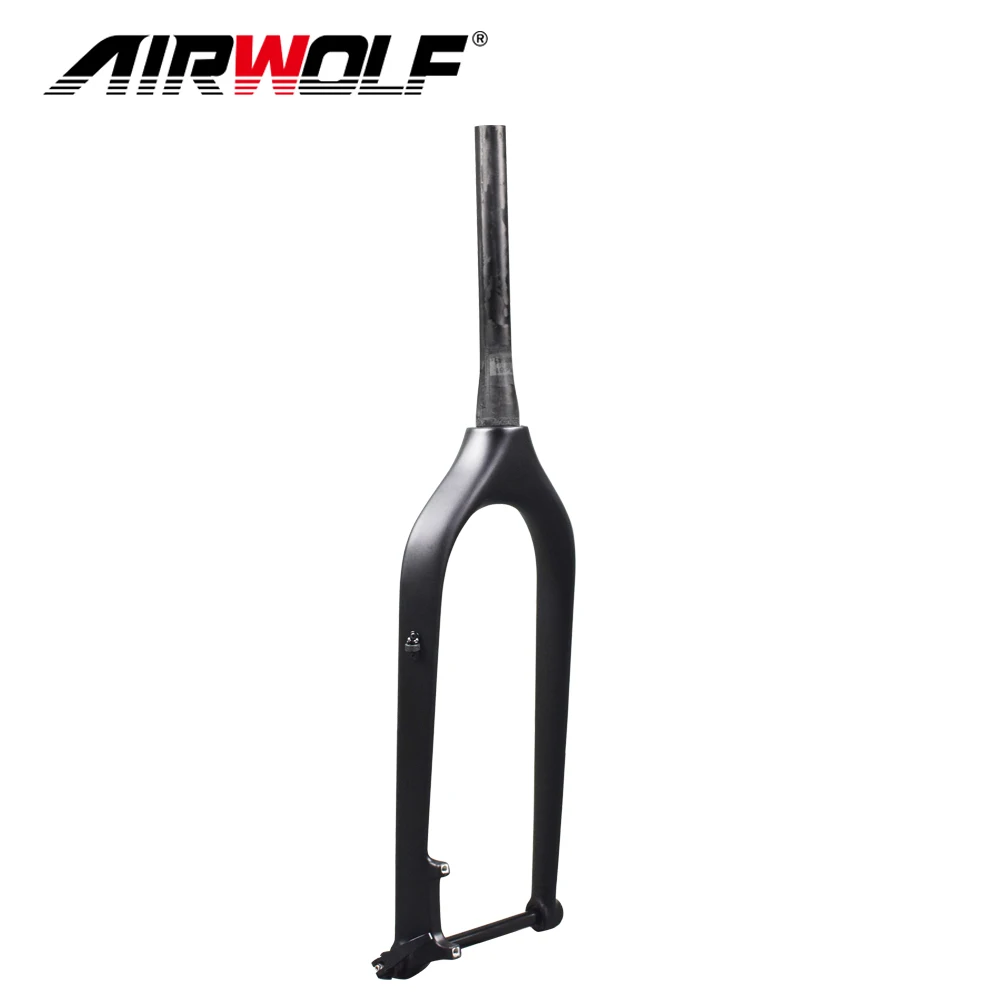 AIRWOLF Carbon Fork Mtb 26 Rigid Fork Carbon Mountain Bike Forks Steer Tube 28.6mm Matte Glossy Disc Rotor 160mm Fat Bike Fork