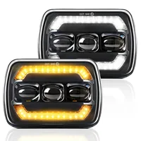 Faros delanteros cuadrados LED HL de 7x6 pulgadas, señal de giro ámbar DRL, vigas de sellado altas/bajas, reemplazo de faros delanteros H6054 H5054 para Wrangler YJ GMC 12V