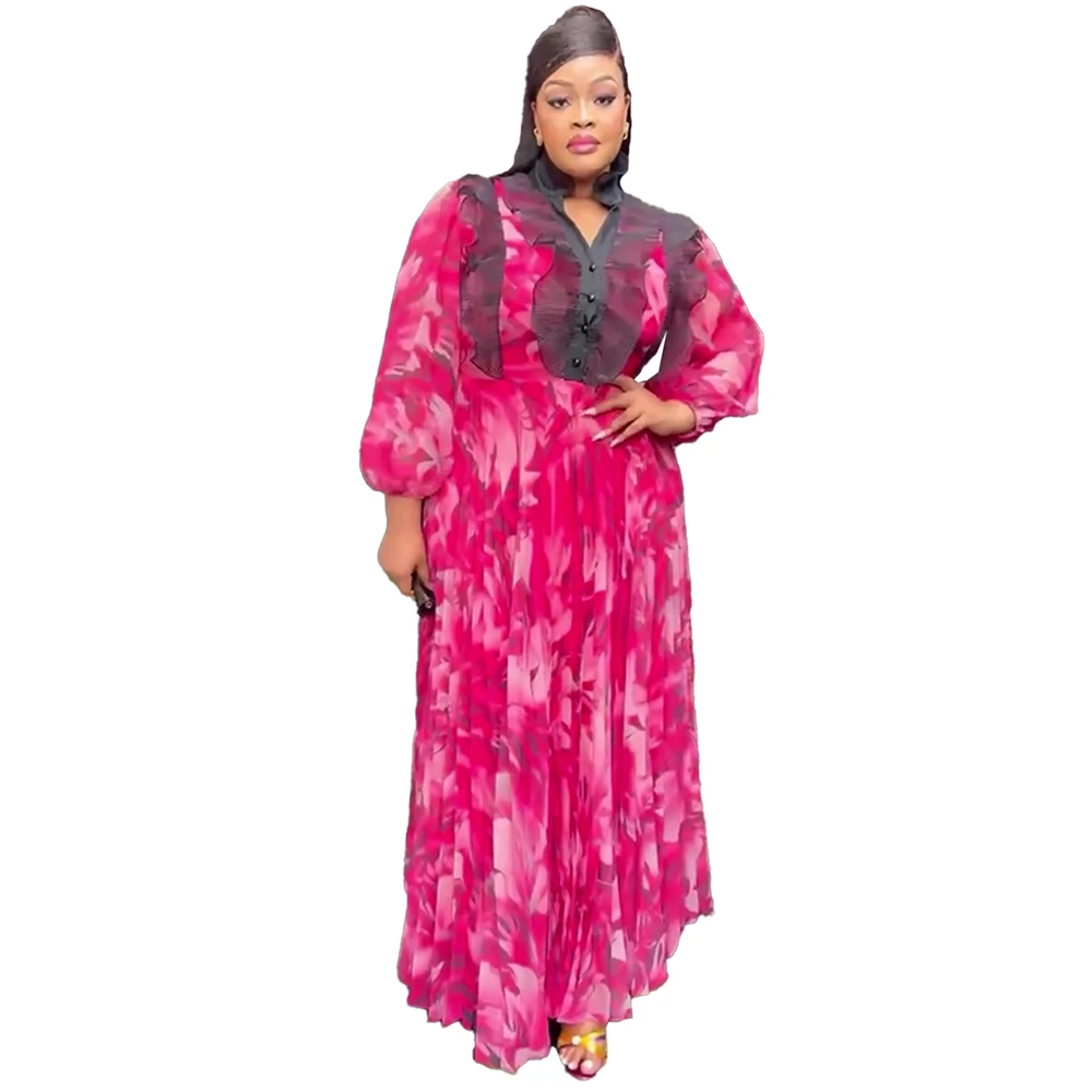 Abiti in chiffon a maniche lunghe per donna Abiti lunghi con stampa Dashiki africana Abiti da donna in stile classico Abito da sera per festa di nozze