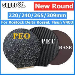 Round PEI Sheet 220/240/265/270/309mm Magnetic Spring Steel Sheet PEI PET PEO For Rostock Delta Kossel Flsun V400 SR Build Plate