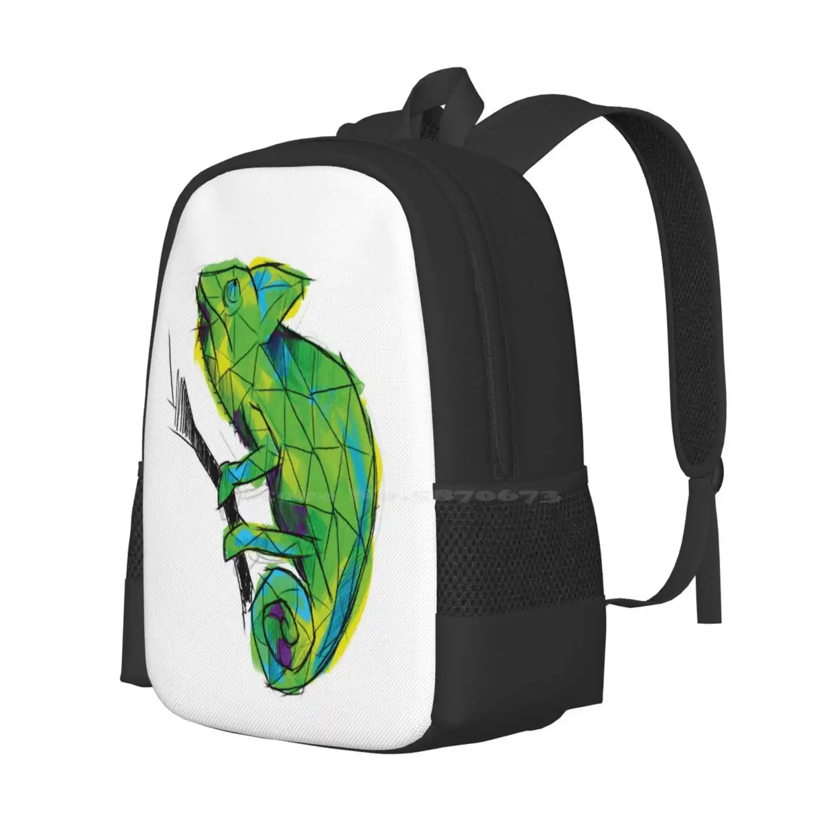 Chameleon Colors Hot Sale Schoolbag Backpack Fashion Bags Chameleon Colors Green Animal Colors Animal Animal Lovers Wild World