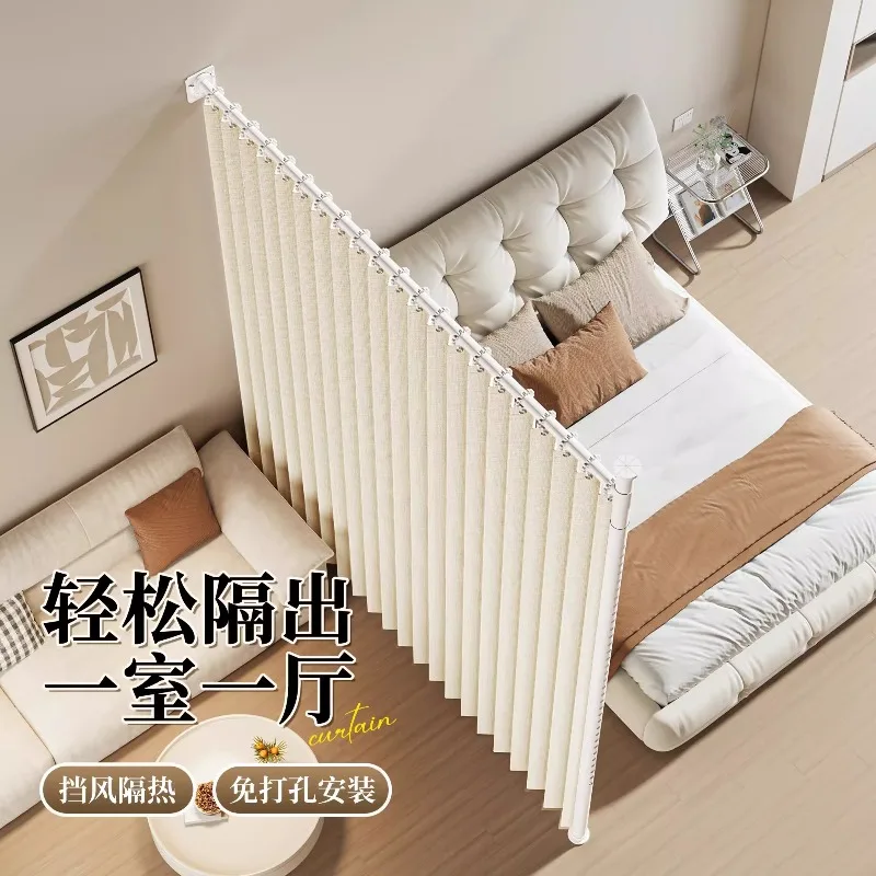 Chambre, cloison de salon, une pièce devise deux pièces, sans poinçonnage, salon de beauté pliant, lits séparés, maison de location, blockin