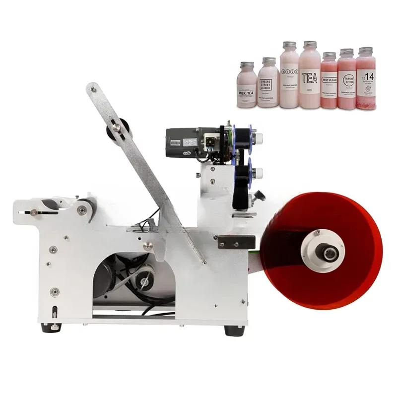 Semi-automatic self-adhesive roll date code printer plastic round bottle self-adhesive labeling machine