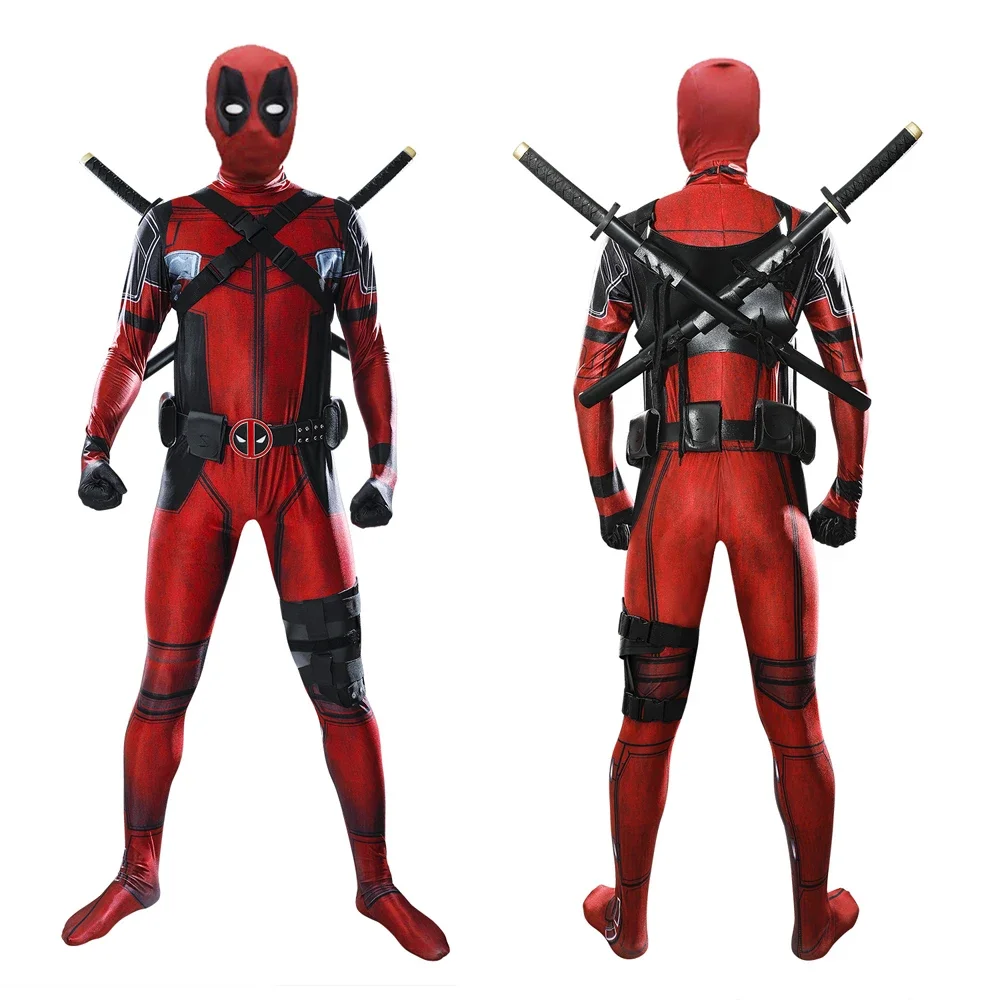 Anime Adult Kids Deadpool Cosplay Costume Boys Superhero with Mask Suit Jumpsuit Bodysuit Party Dress