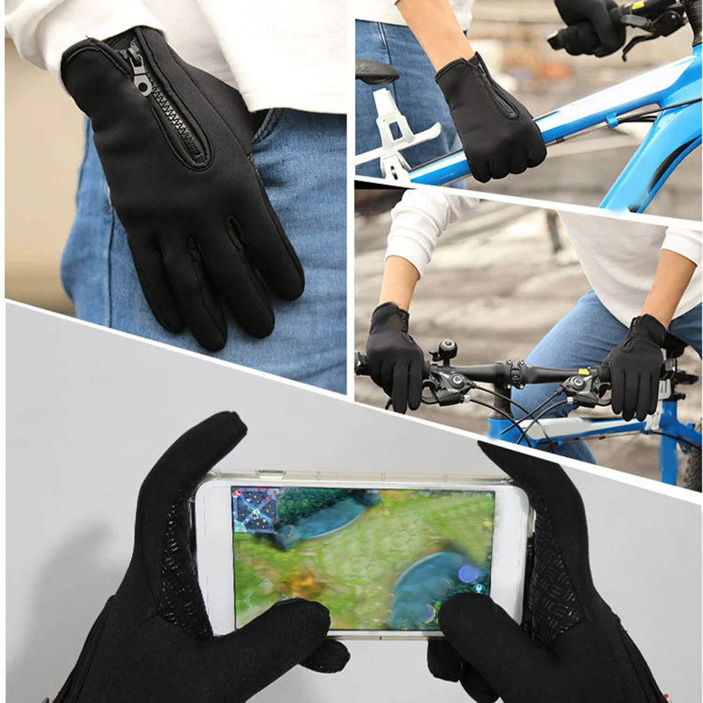 1Pair Windproof Touchscreen Gloves Waterproof Warm Outdoor Gloves for Cycling Hiking Running Climbing Winter Sports Size M
