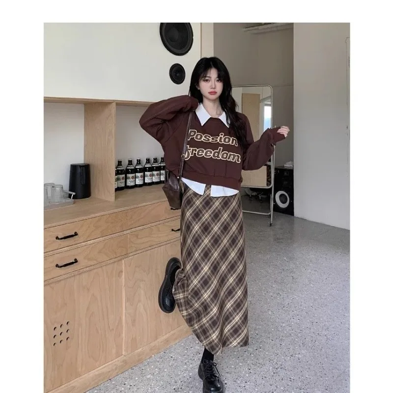 Spring New Style Girl's skirt set fake two pieces like a breath of fresh air Thin Skirt Two-piece set literature and art trend