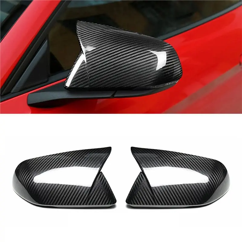 A82M-For Ford Mustang 2015-2024 Dry Carbon Fiber Side Mirror Cover Trim With LED Turn Signal Rearview Mirror Caps view 2