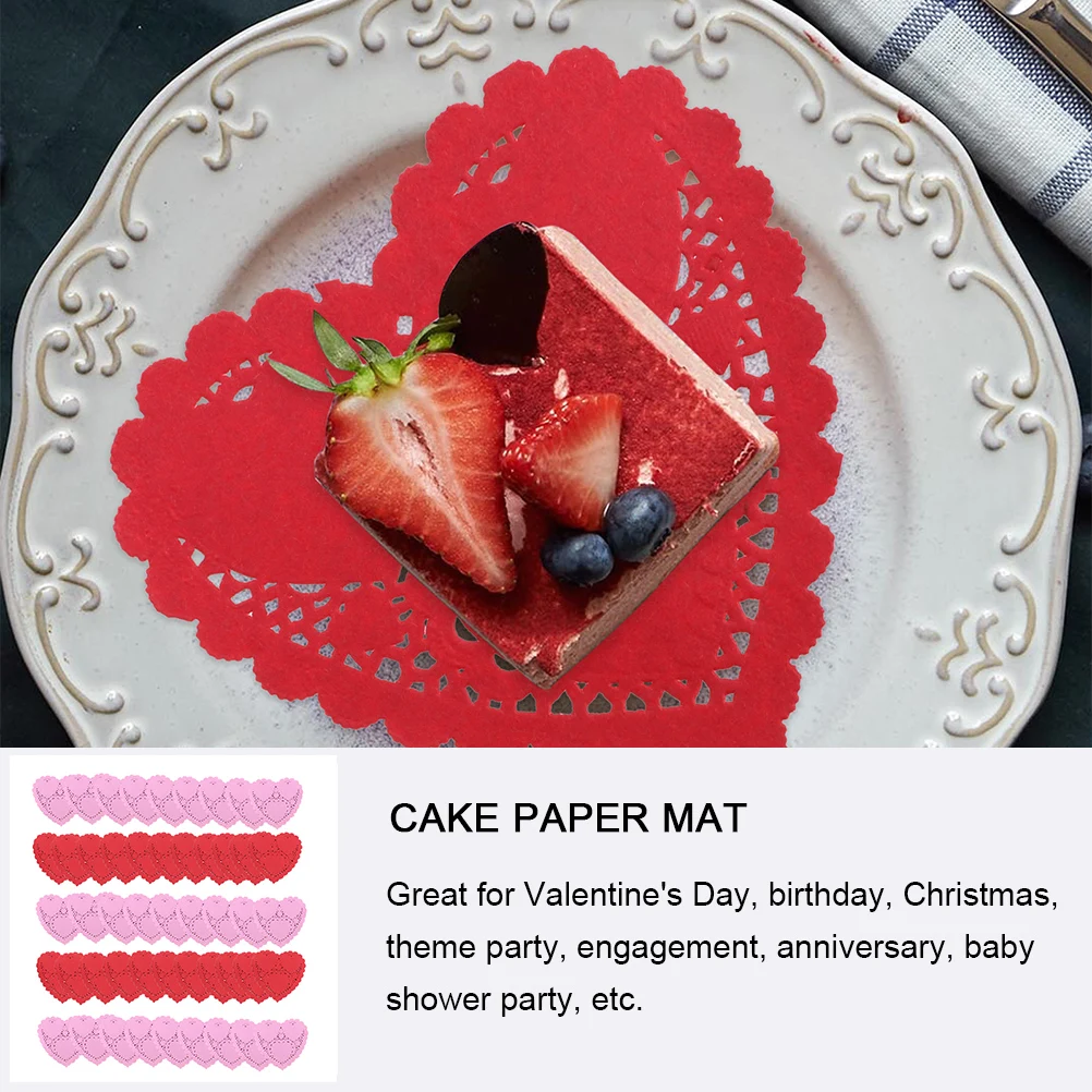 

200 Sheets Heart Shape Food Pad Cake Oil Blotting Mat Lace Paper Doilies for Dessert Snack Muffin Decoration Craft Photo Prop