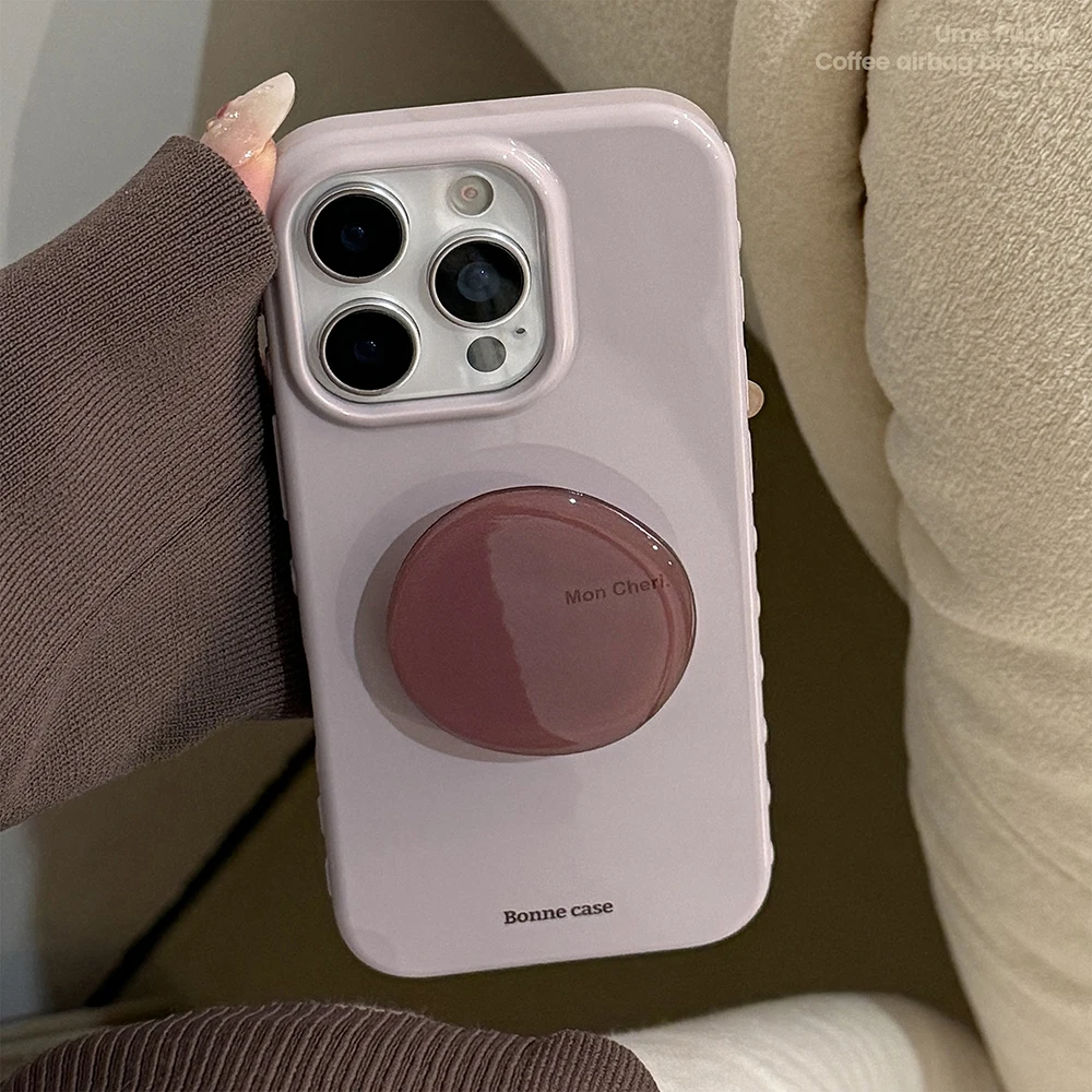 

Cute Purple Phone Case for IPhone 13 15 14 16 17 Pro Max Shockproof Protective Lovely Soft Back Cover with Stand Holder Bracket