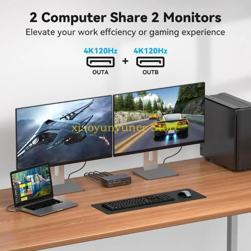 

P9JB Metal Double Monitor Dock Enables 4K120Hz Resolution USB Two DP1.4 Seamlessly