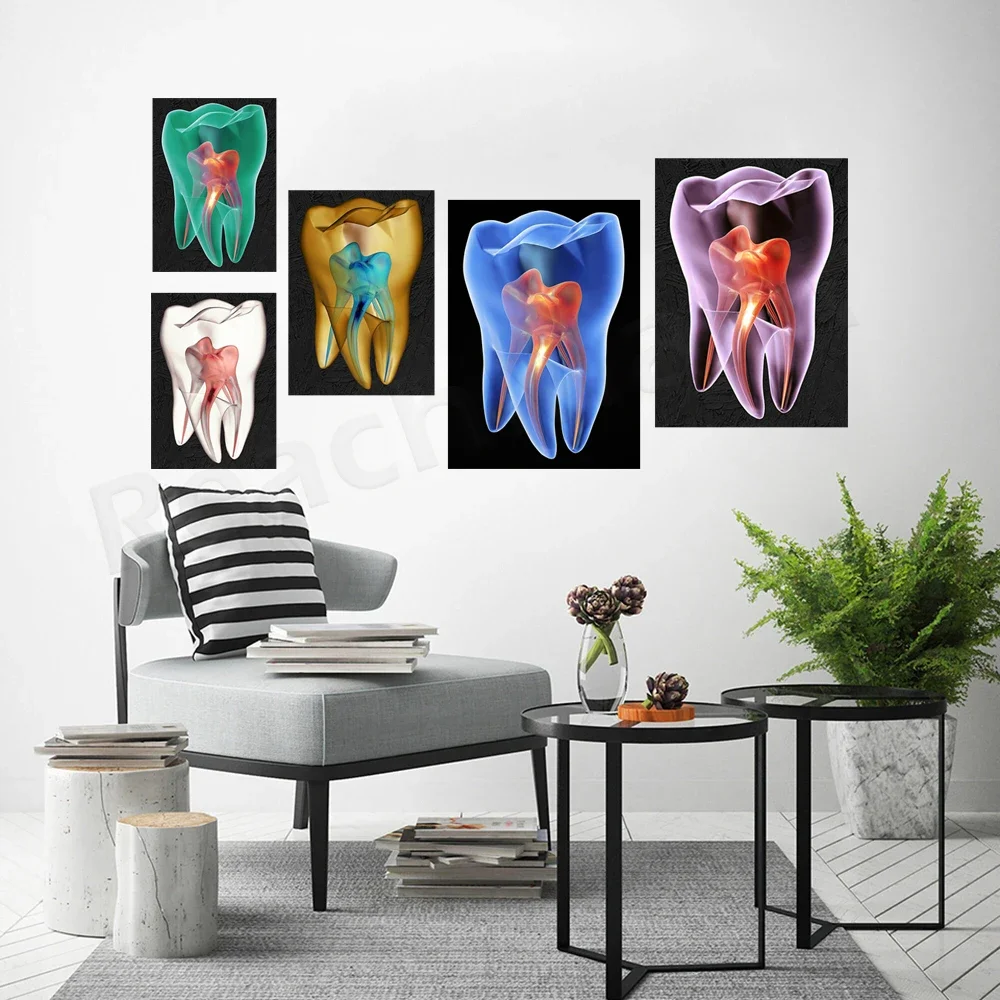 Canvas Painting Teeth X-ray Dental Art Dentist Art Dental Clinic Decoration Poster Gift Anatomy Oral Art Print Wall Decor