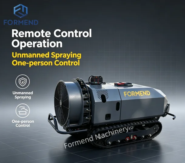 Formend Strong Rubber Track Tracked Agricultural Sprayer Unmanned Remote Control Air-assisted Robot Mountain Farm Greenhouse