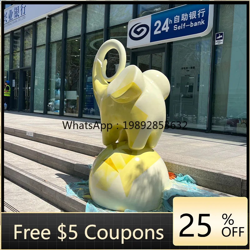 

LYY Fiberglass Cartoon Animal Elephant Sculpture Outdoor Entrance Scenic Area Residential Area Mall Decoration