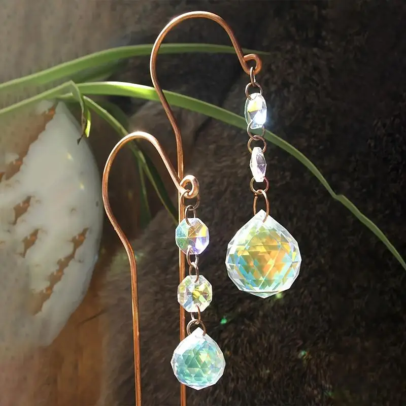 1Pcs Garden Lawn Decoration Sun Catcher Crystal Ball Flower POTS Pile Plant Stumps Potted Plants Indoor Outdoor Hanging Decor