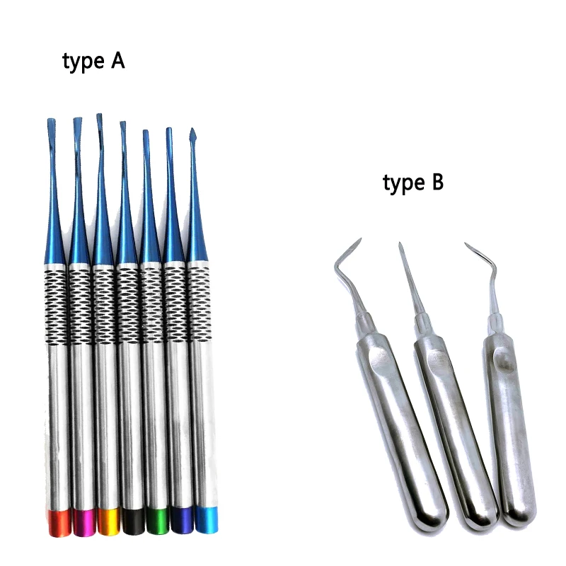 Dental Tooth Extracting Tool Titanium Alloy Implant Instrument Dental Stainless Steel Curved Root Lift Elevator Tools 3Pcs/7Pcs