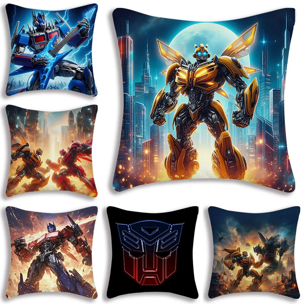 

Pillow Covers Cartoon Transformers Autobot Sofa Decorative Home Double-sided Printing Short Plush Cute Cushion Cover