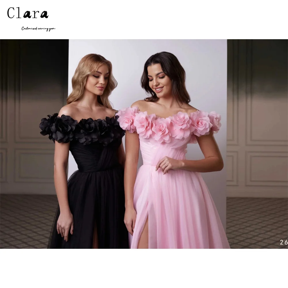 Clara Custom Flower Trägerloser Seitenschlitz A-Linie Luxus Damen Abendkleider Ballkleid Kleider 2025, Luxus Abendkleid für Damen