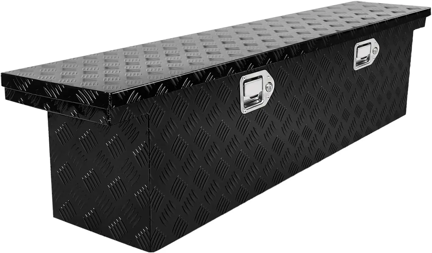 

Waterproof Lockable Black Aluminum Crossover Tool Box for Mid - Size Trucks like Chevy Colorado, Ford Ranger, GMC Canyon
