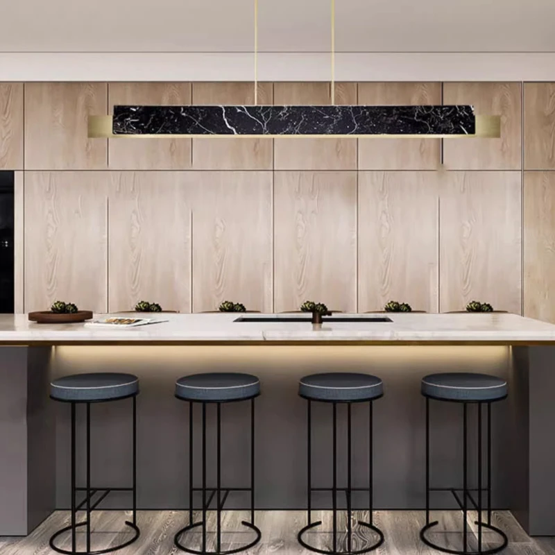 Nordic marble bar restaurant pendant light, minimalist luxury, modern minimalist creative decoration, one character marble lamp
