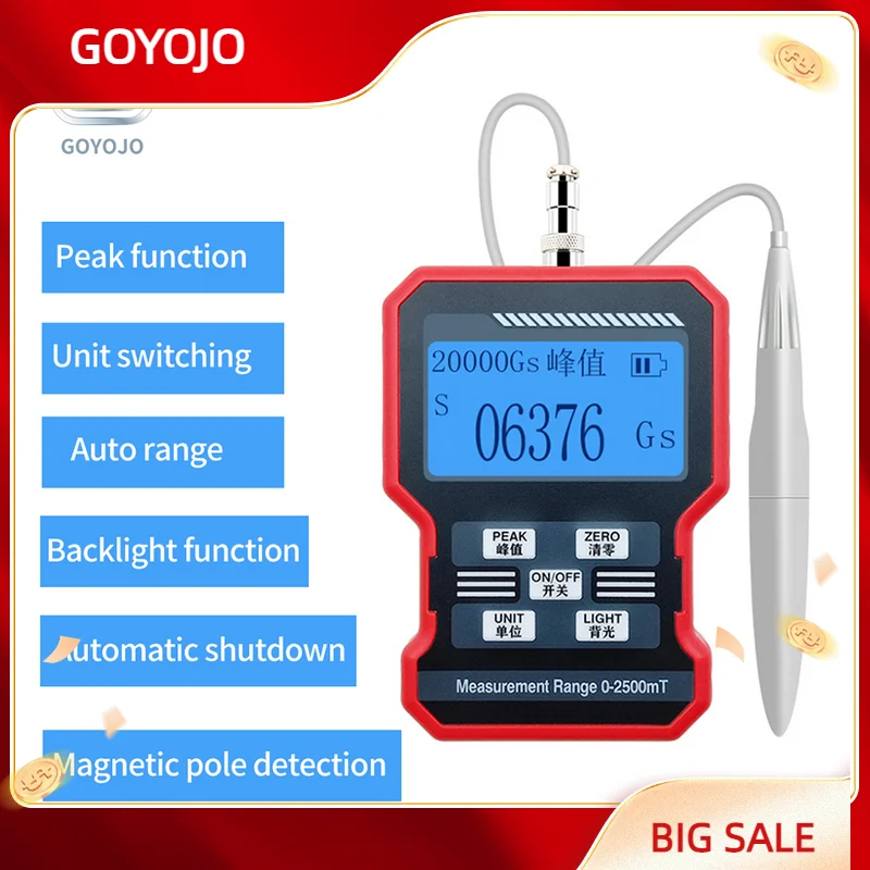 

High-precision Gauss Meter Digital Tesla Koot Magnetic Field Intensity Detector Handheld Flux