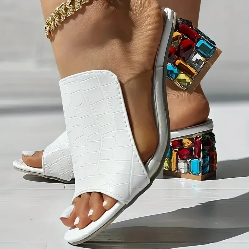 

Women's Shoes New Crystal Sandals 2025 Spring Summer Open Toe Sandals High Heels Beach Fashion Sandals Women Sandalias De Mujer