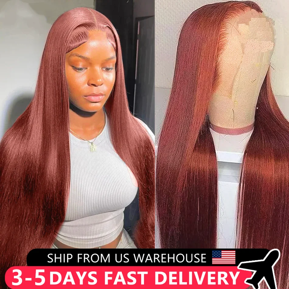 Reddish Brown Lace Wigs 13x6 Human Hair Pre Plucked 13x4 Bone Straight Lace Front Brazilian Human Hair Wig For Women MYLOCKME