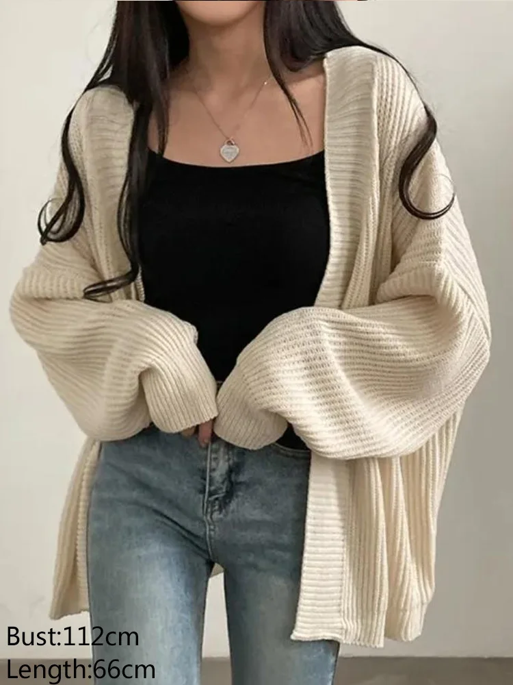 Nueva moda, cárdigan de punto de manga larga, suéter para mujer, Otoño Invierno, suéter suelto informal, abrigo, prendas de vestir elegantes para oficina para mujer