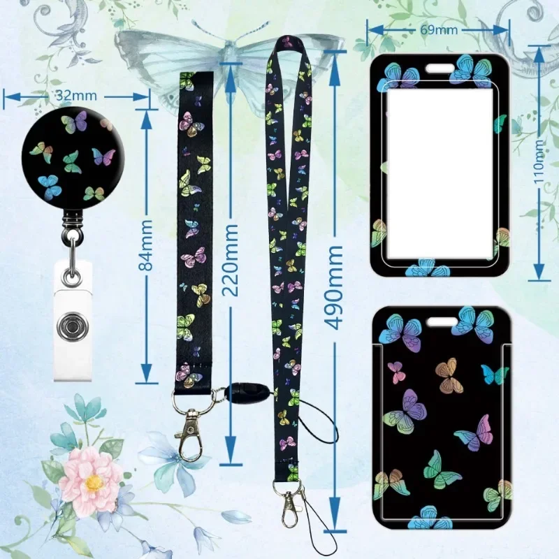 

Красочная бабочка выдвижной легко тянущийся бейдж Катушка длинный короткий ремень женский сертификат портмоне credenциальный