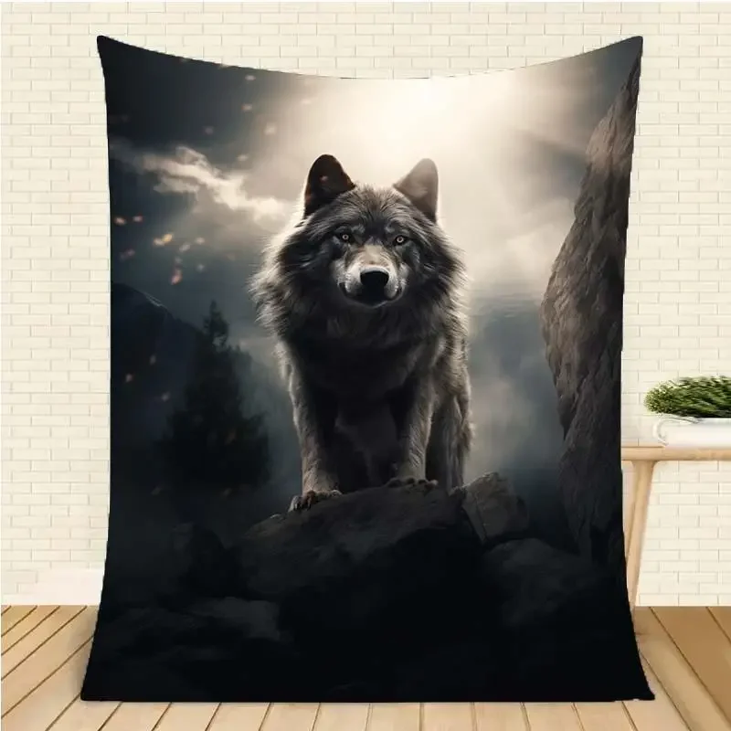 

1PC Cosy Wolf Print Super Soft, Lightweight and Warm Sheep Blanket Perfect for Family or Friends As A Digital Print Gift