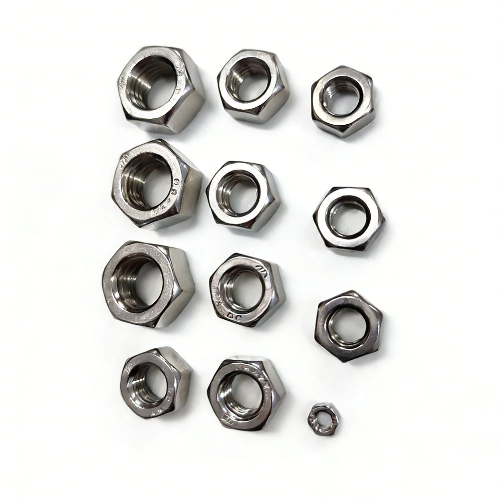 M1 M2 M2.5 M3 M4 M5 M6 M8 M10 M16 M20 304 Stainless Steel Hexagon Nut Metric Thread DIN934 A2-70 Hex Metal Nuts Fasterner