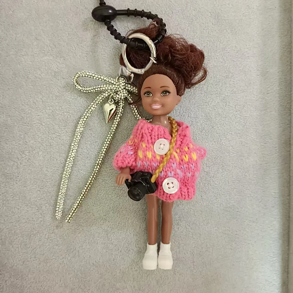 New Cute Doll Pendant Hanging Ornament DIY Change Clothes Keychain Backpack Accessory for Barbie Doll