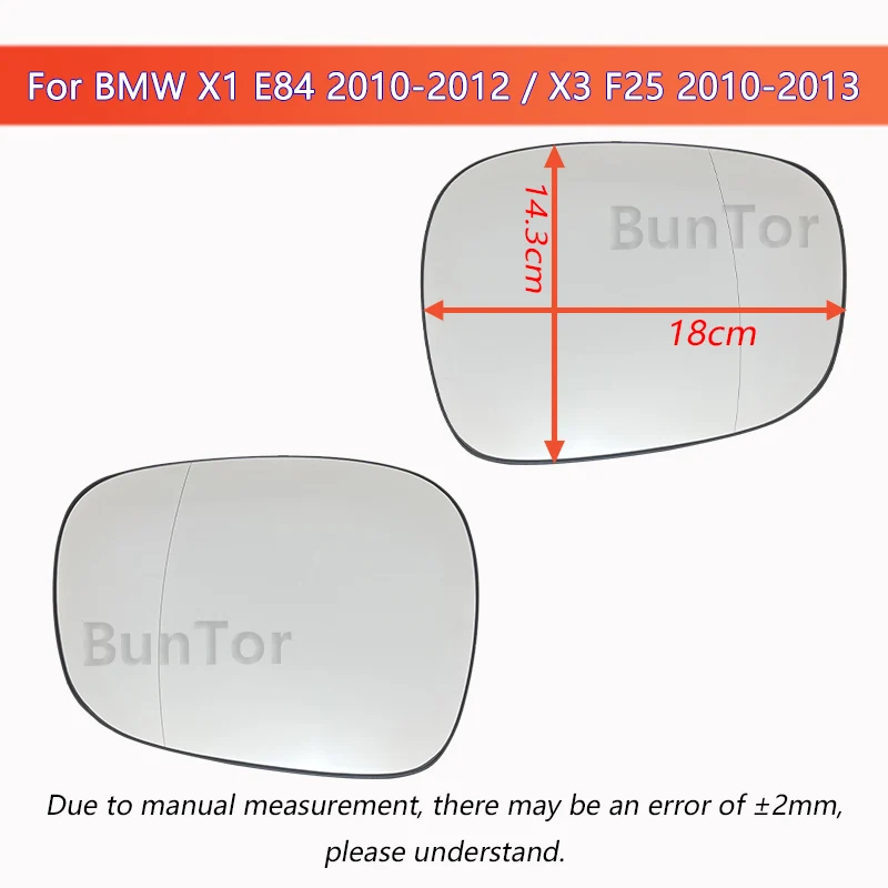 Car Side Rearview Mirror Glass For BMW X1 E84 2010-2012 / X3 F25 2010-2013 With Heating Function/ 51162991659/5116299