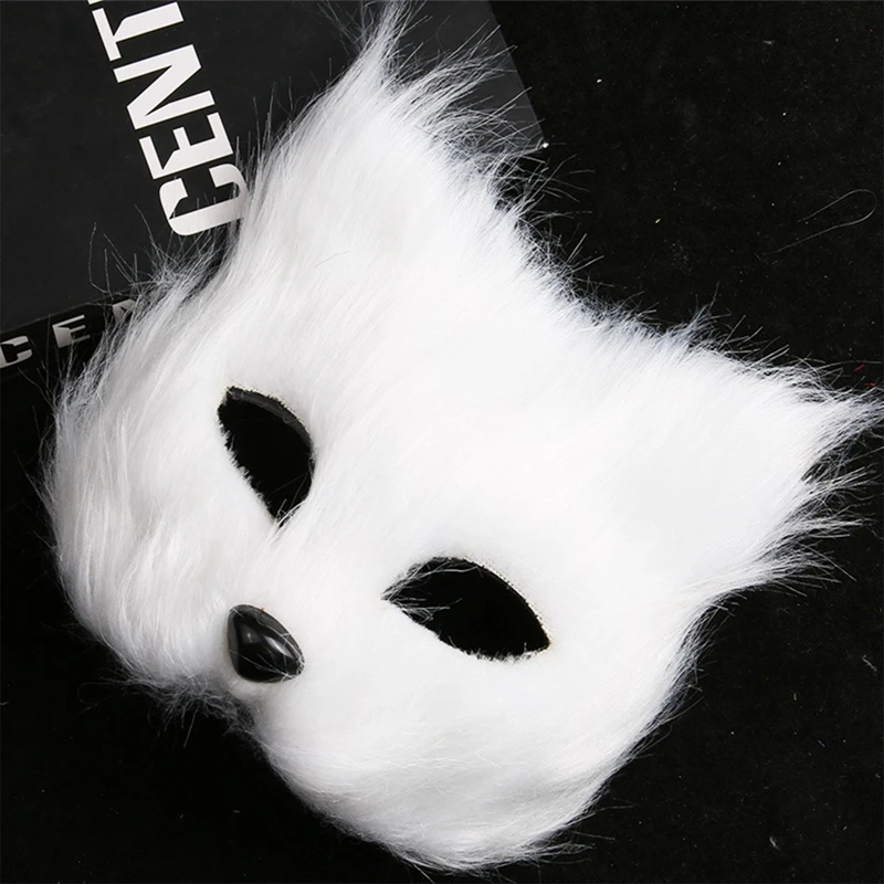 Halloween Cosplay Karneval Party Fuchs Form Gesichtsmaske Kunstpelz Pelztier Katze Haarmaske Maskerade Kopfbedeckung Nachahmung Spielzeug – Detail 19