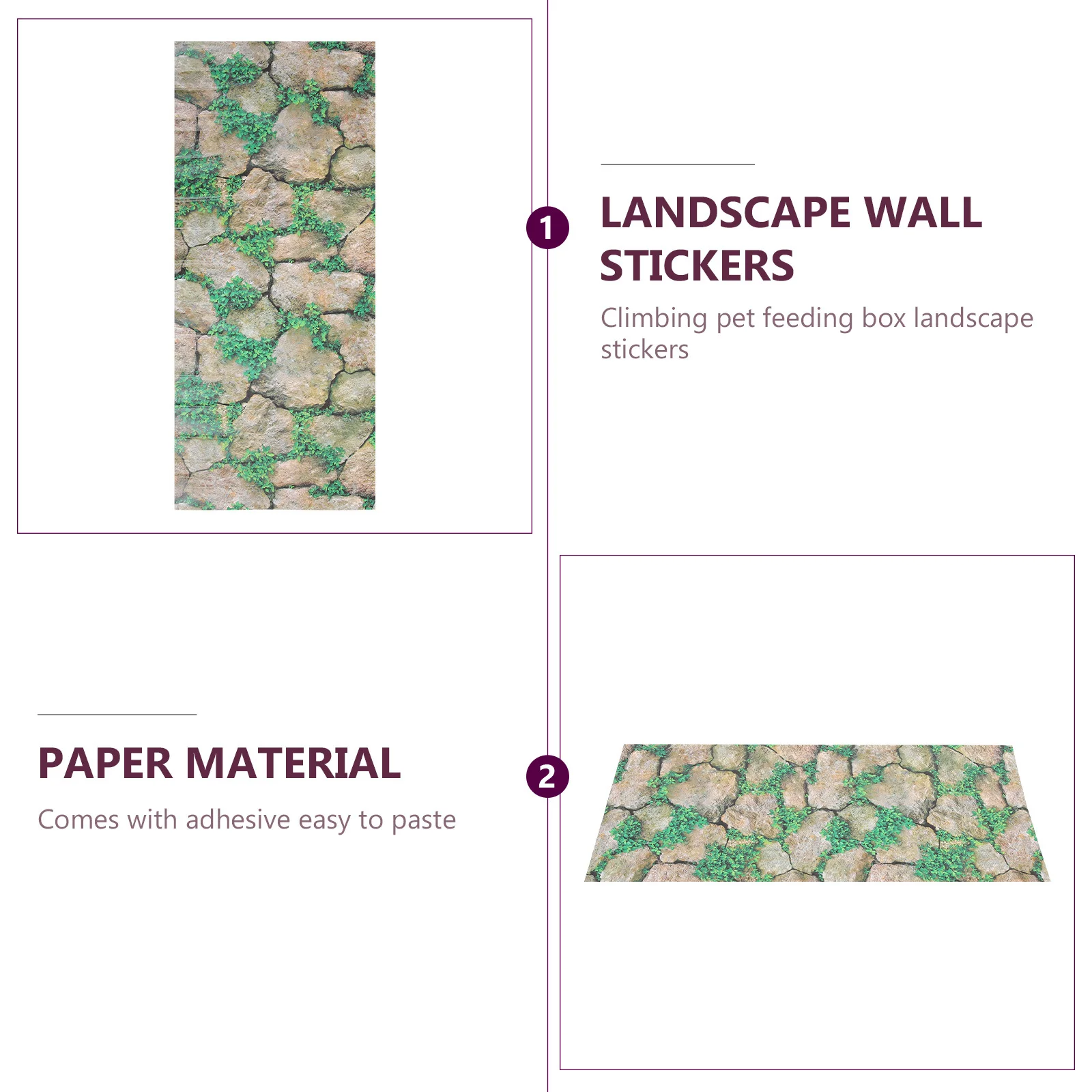 

Reptile Terrarium Background Rocks Sticker Self-Adhesive Creative Vivid Pattern Easy to Remove No Bad Smell Reptile Tank Decal