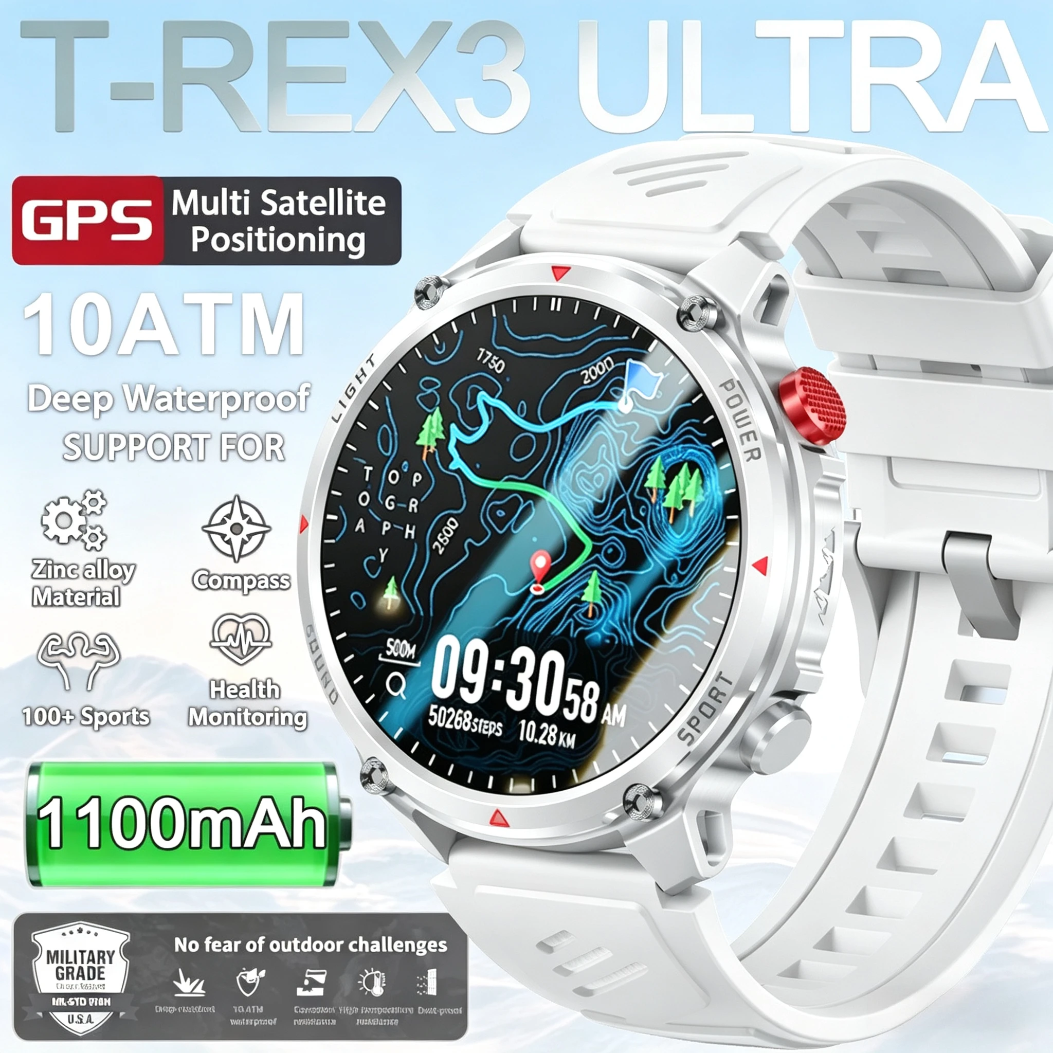 

Xiaomi New T-Rex3 Ultra 1100mAh Battery Smart Watch Track Compass IP69K Waterproof Sports tracker Outdoors Military Smartwatches