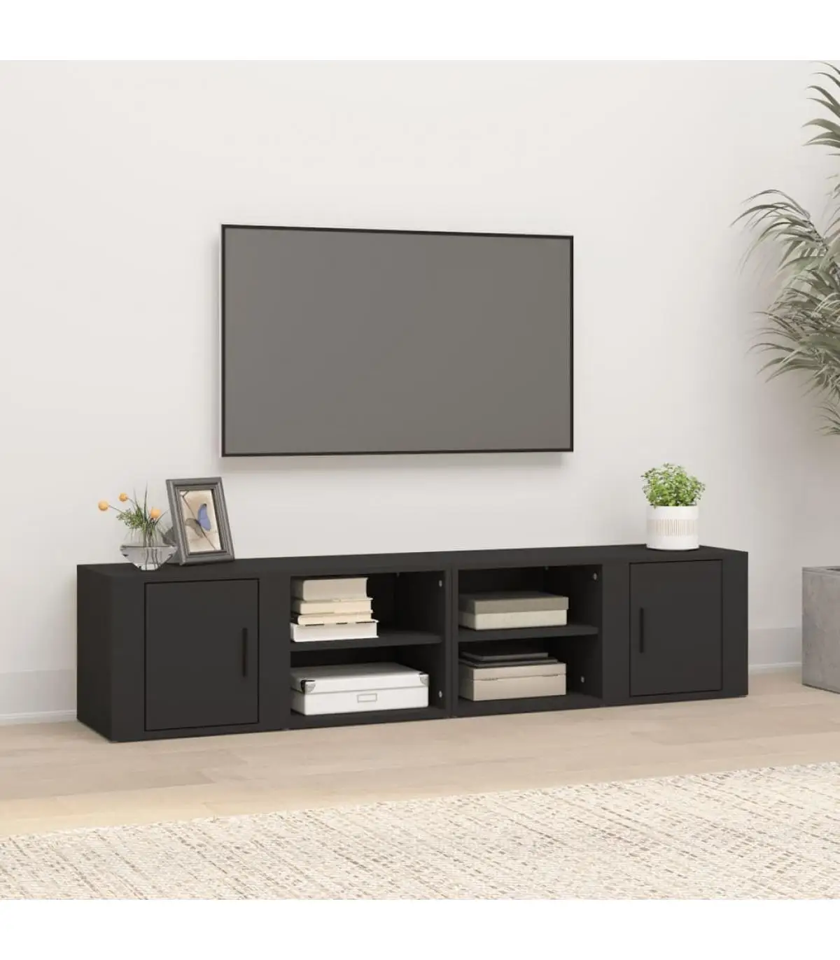 Furniture TV furniture for TV 2 pc black plywood 80x31,5x36 cm